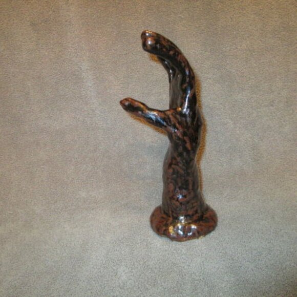 9.5" Laquer HAND SCULPTURE Art Décor HEAVY Display FINGERS Stone Resin VTG 80s - Picture 1 of 7